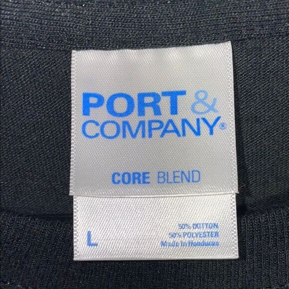 Port and Company Black Tee with Red and Yellow Print - Picture 2 of 7